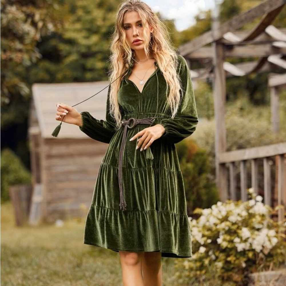 Velvet Green Women Dress